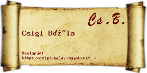 Csigi Béla névjegykártya